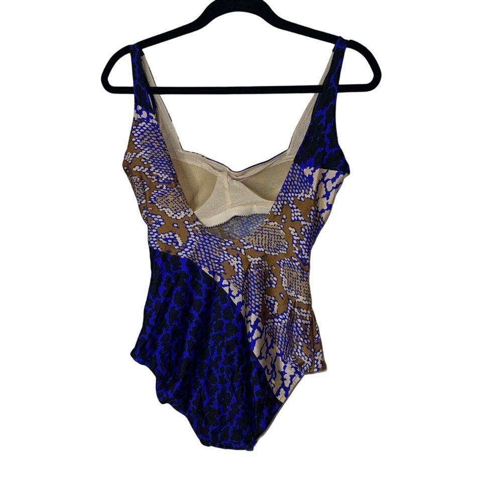 Gottex Vintage 80s Womens Swimsuit Multicolor Size 10 Snakeskin Print One Piece - Picture 2 of 10